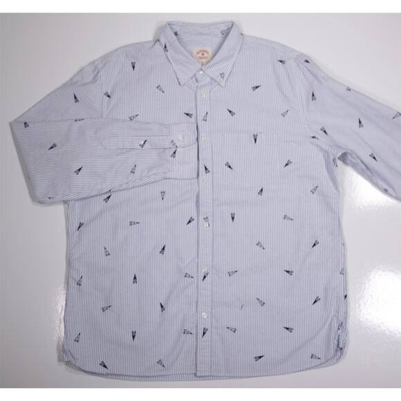 Brooks Brothers Red Fleece Blue Stripe Pennant Design Button-Up Oxford Shirt XXL - Picture 2 of 7